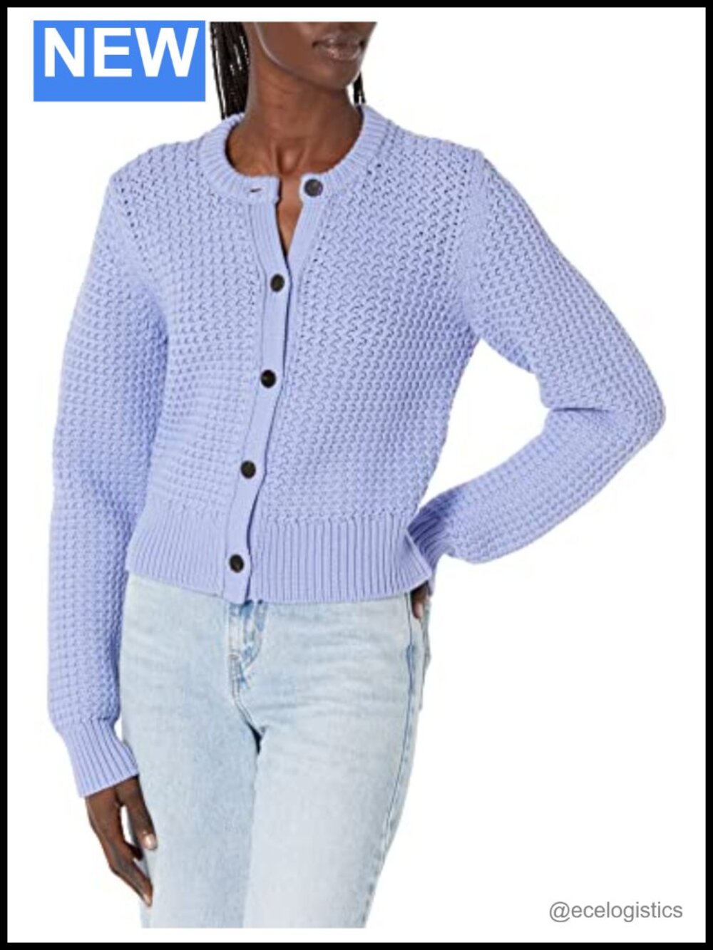 Theory Women's Cardigan Sweater Structured Crop Rickrack Knit Cotton Nylon